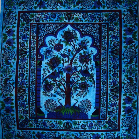 Tree of Life Wall Art Tapestry with Peacock Decor - Picture 2 of 3